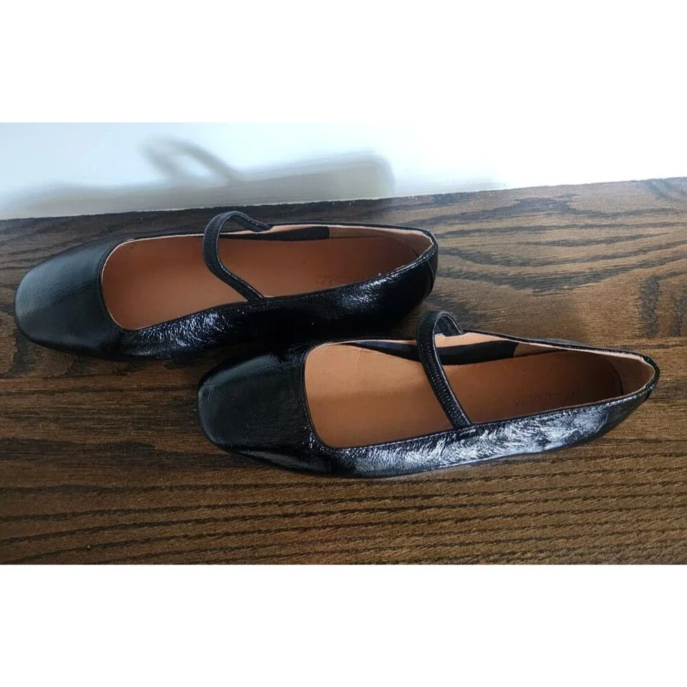 NEW Madewell The Greta Mary Jane Flats Patent Leather Shoes Ballet Black Size 7
